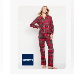 NWT Women’s Old Navy Tartan - Plaid Flannel Pajama Set - Red and Green XL